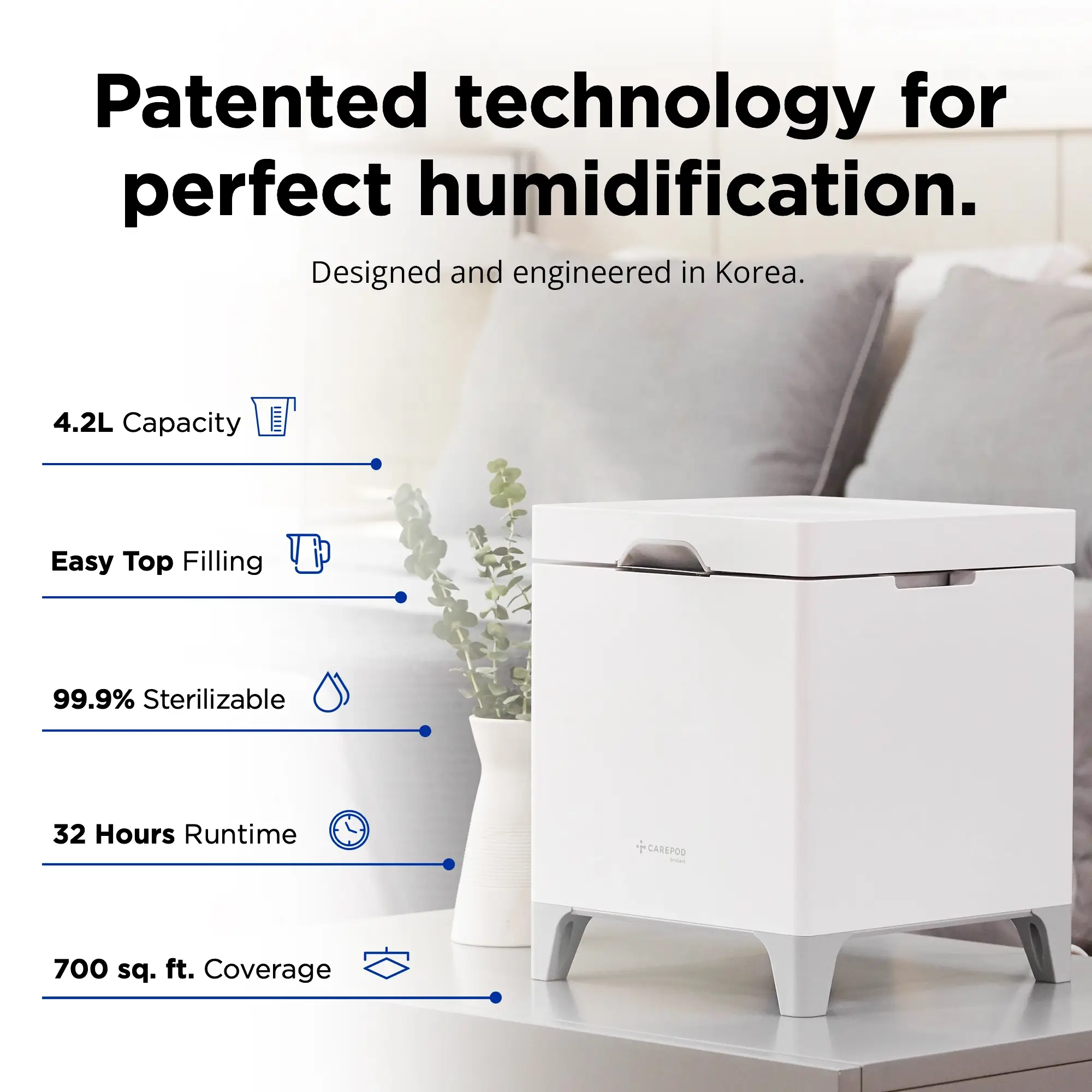 Carepod Cube Plus X50V - Sanitizing Warm + Cool Mist Stainless Steel Humidifier CA - Image 2